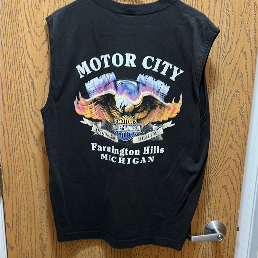 Harley-Davidson Black Tank Top with Colorful Eagle Design